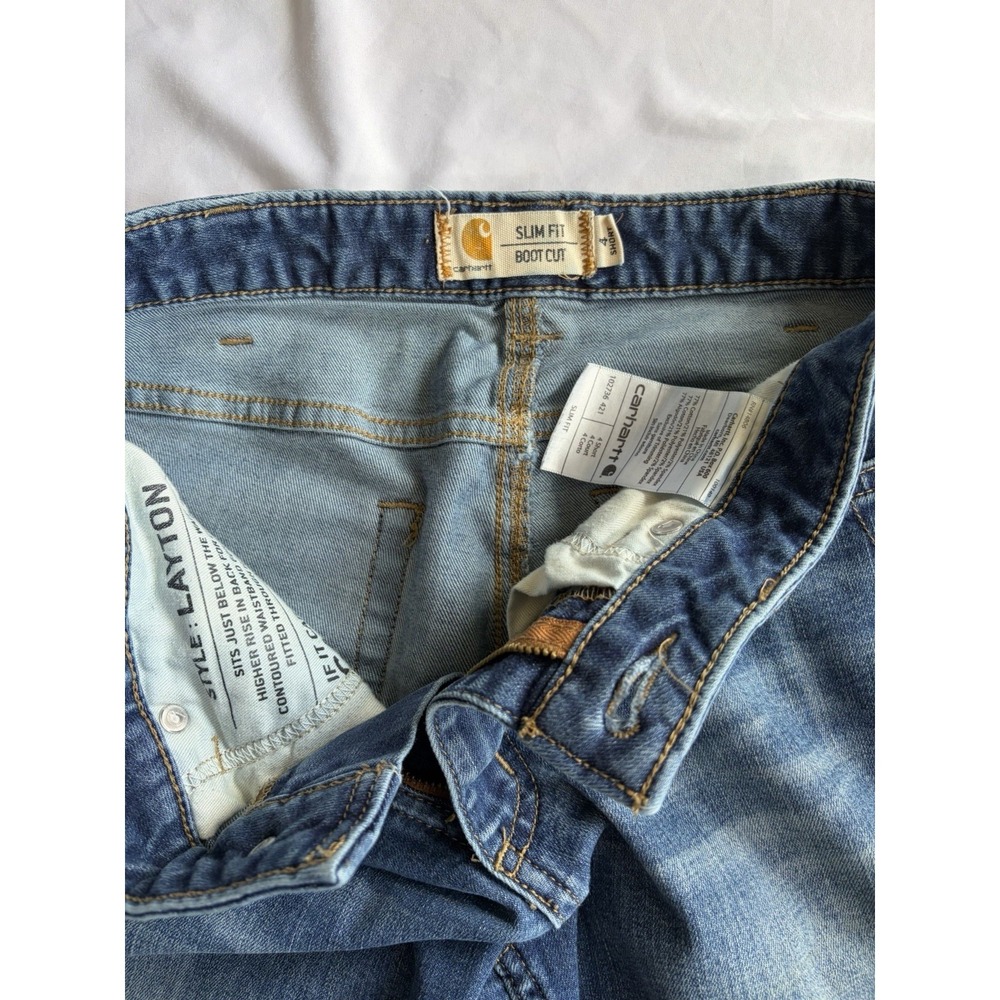 Carhartt Slim Fit Boot Cut Women's Size 4 Short Denim Jeans - Picture 6 of 7